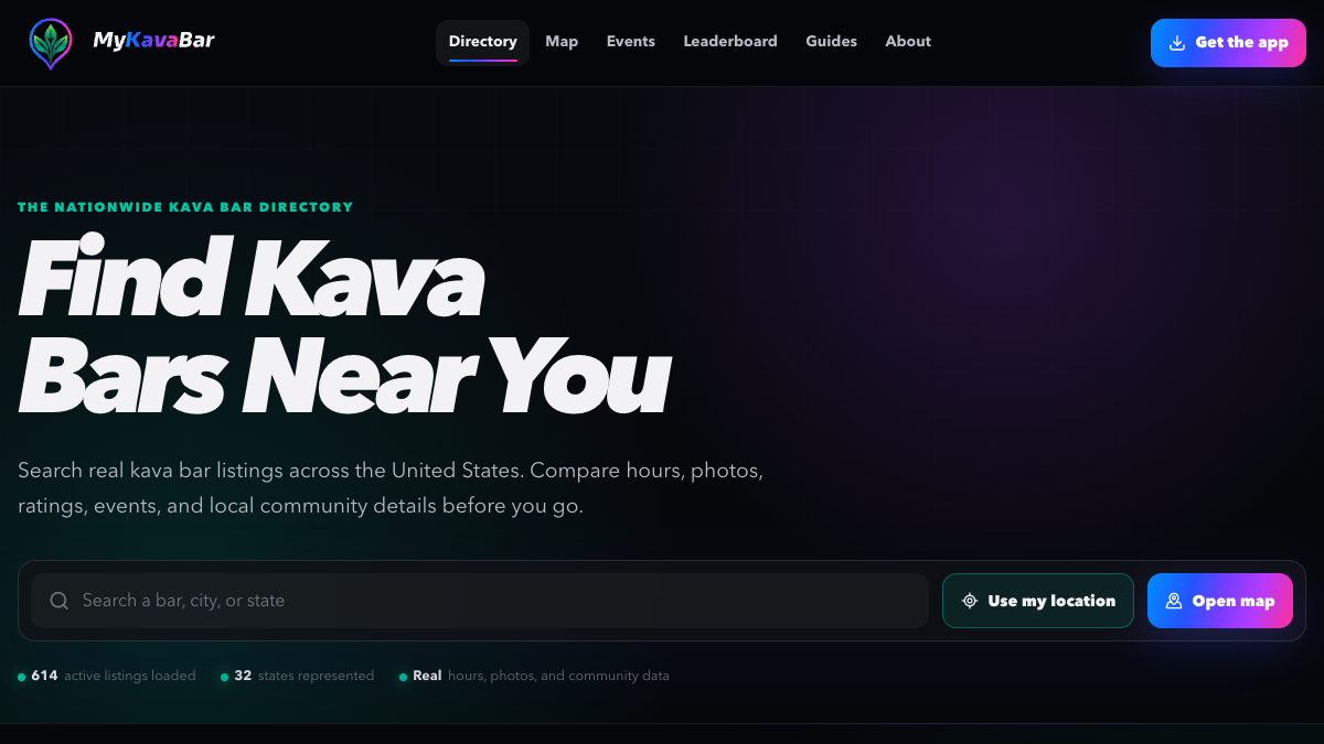 MyKavaBar website screenshot